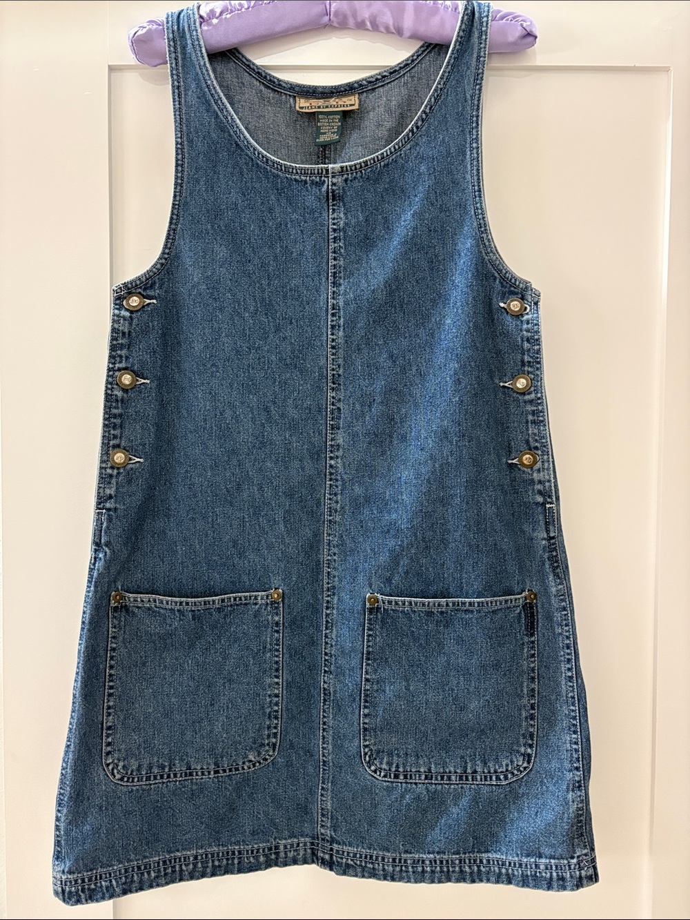 Vtg 90s EXP Jeans by Express Denim Jumper Dress Mini XS Hong Kong Tag